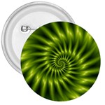 Glossy Lime Green Spiral Fractal  3  Button