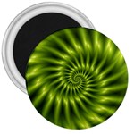 Glossy Lime Green Spiral Fractal  3  Magnet