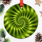 Glossy Lime Green Spiral Fractal  Ornament (Round)