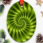 Glossy Lime Green Spiral Fractal  Ornament (Oval)