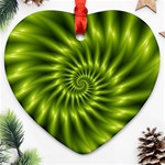 Glossy Lime Green Spiral Fractal  Ornament (Heart)