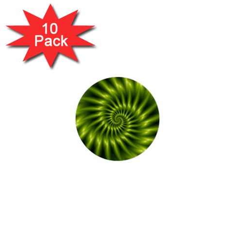 Glossy Lime Green Spiral Fractal  1  Mini Button (10 pack)  from ArtsNow.com Front