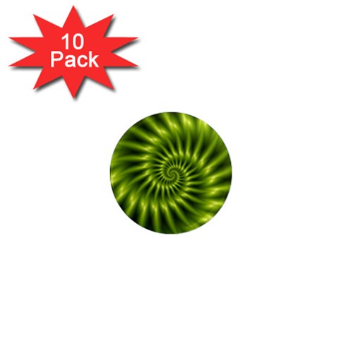 Glossy Lime Green Spiral Fractal  1  Mini Magnet (10 pack)  from ArtsNow.com Front