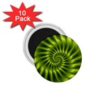 Glossy Lime Green Spiral Fractal  1.75  Magnet (10 pack) 