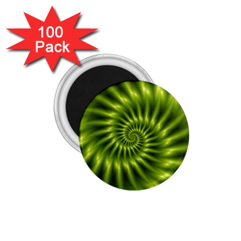 Glossy Lime Green Spiral Fractal  1.75  Magnet (100 pack)  from ArtsNow.com Front