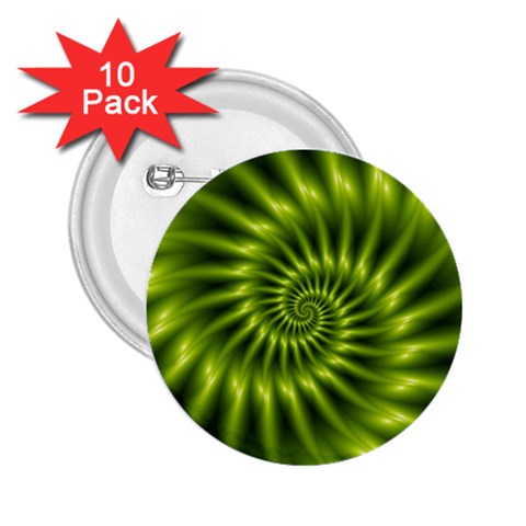 Glossy Lime Green Spiral Fractal  2.25  Button (10 pack) from ArtsNow.com Front