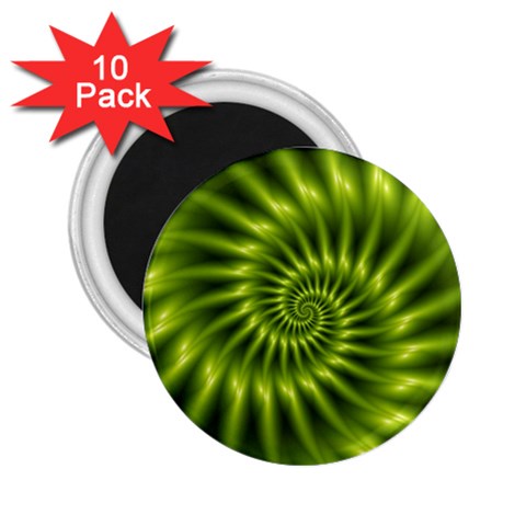 Glossy Lime Green Spiral Fractal  2.25  Magnet (10 pack) from ArtsNow.com Front