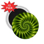 Glossy Lime Green Spiral Fractal  2.25  Magnet (10 pack)