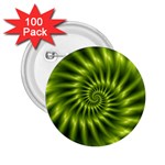 Glossy Lime Green Spiral Fractal  2.25  Button (100 pack)