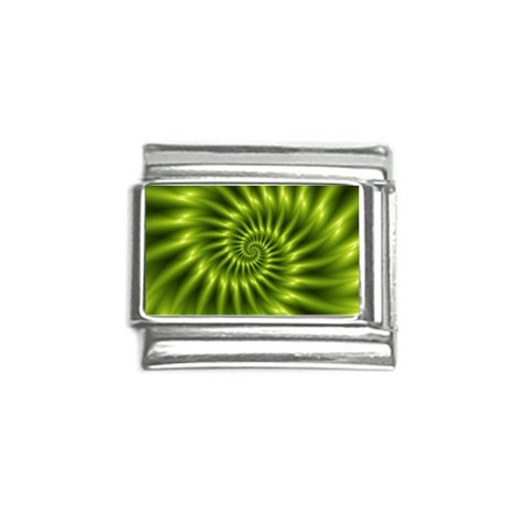 Glossy Lime Green Spiral Fractal  Italian Charm (9mm) from ArtsNow.com Front