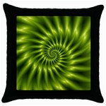 Glossy Lime Green Spiral Fractal  Throw Pillow Case (Black)