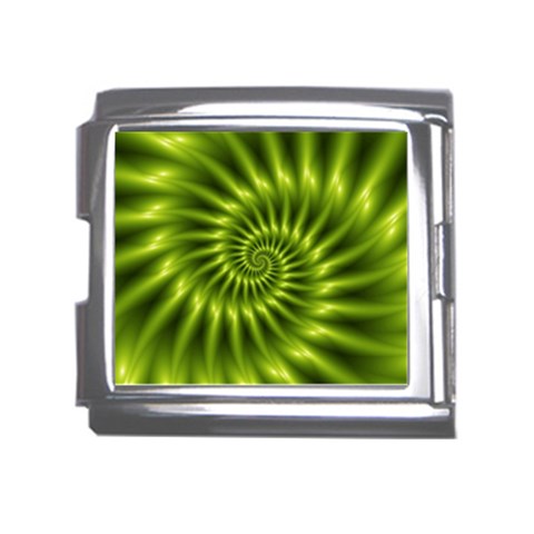 Glossy Lime Green Spiral Fractal  Mega Link Italian Charm (18mm) from ArtsNow.com Front