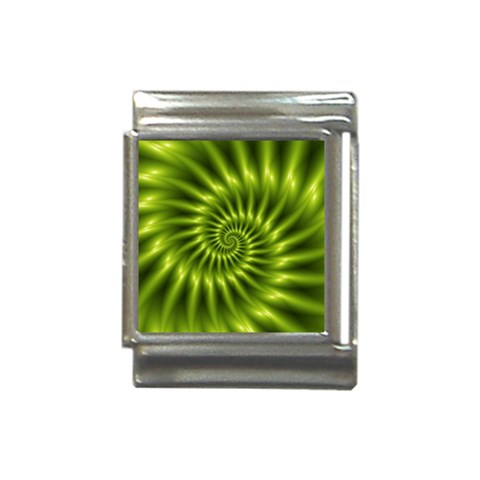 Glossy Lime Green Spiral Fractal  Italian Charm (13mm) from ArtsNow.com Front