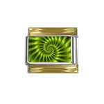 Glossy Lime Green Spiral Fractal  Gold Trim Italian Charm (9mm)