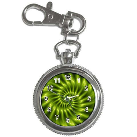 Glossy Lime Green Spiral Fractal  Key Chain Watch from ArtsNow.com Front