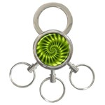 Glossy Lime Green Spiral Fractal  3-Ring Key Chain