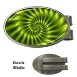 Glossy Lime Green Spiral Fractal  Money Clip (Oval)