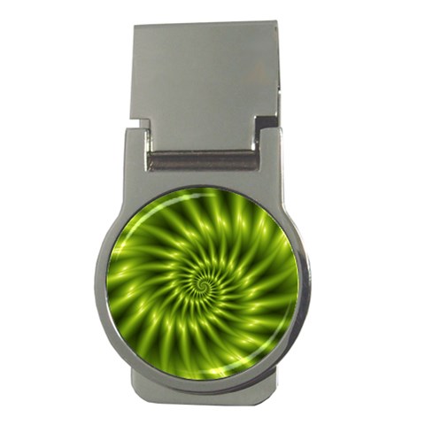 Glossy Lime Green Spiral Fractal  Money Clip (Round) from ArtsNow.com Front