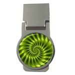 Glossy Lime Green Spiral Fractal  Money Clip (Round)