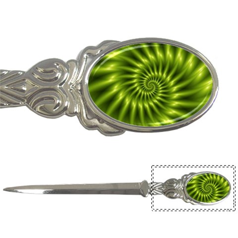 Glossy Lime Green Spiral Fractal  Letter Opener from ArtsNow.com Front