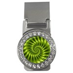 Glossy Lime Green Spiral Fractal  Money Clip (CZ)