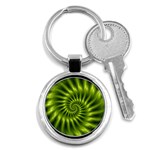 Glossy Lime Green Spiral Fractal  Key Chain (Round)