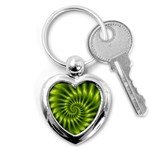 Glossy Lime Green Spiral Fractal  Key Chain (Heart)