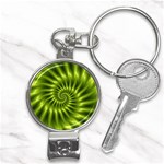 Glossy Lime Green Spiral Fractal  Nail Clippers Key Chain