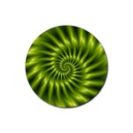 Glossy Lime Green Spiral Fractal  Rubber Coaster (Round)