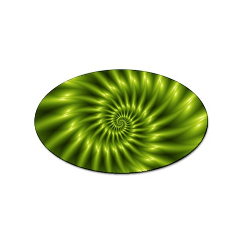 Glossy Lime Green Spiral Fractal  Sticker (Oval) from ArtsNow.com Front