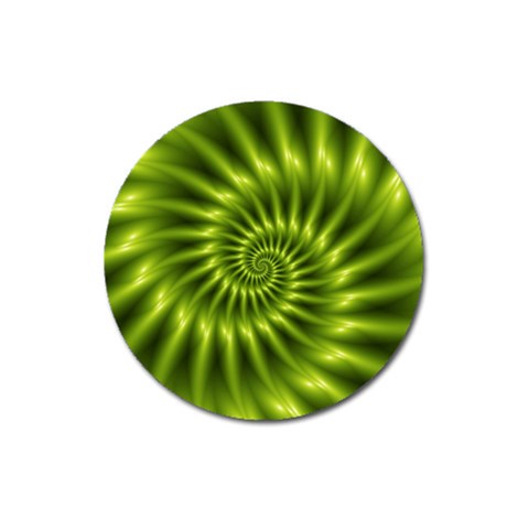 Glossy Lime Green Spiral Fractal  Magnet 3  (Round) from ArtsNow.com Front