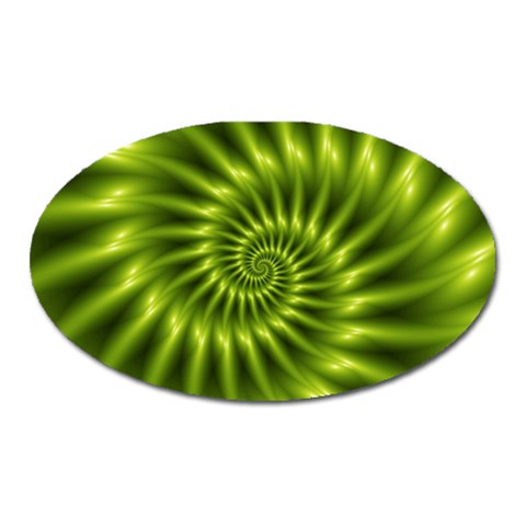 Glossy Lime Green Spiral Fractal  Magnet (Oval) from ArtsNow.com Front