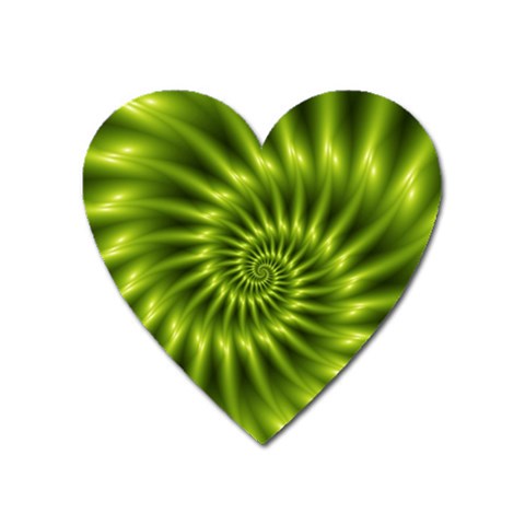 Glossy Lime Green Spiral Fractal  Magnet (Heart) from ArtsNow.com Front