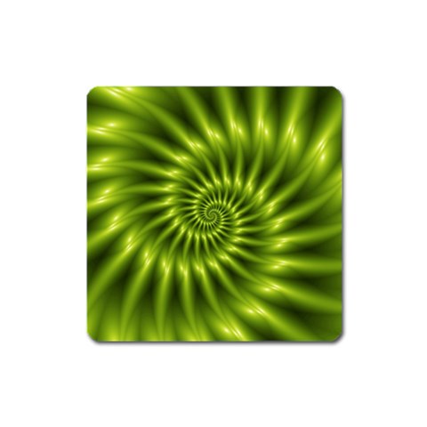 Glossy Lime Green Spiral Fractal  Magnet (Square) from ArtsNow.com Front