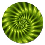 Glossy Lime Green Spiral Fractal  Magnet 5  (Round)