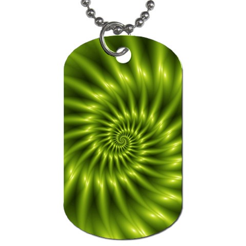 Glossy Lime Green Spiral Fractal  Dog Tag (One Side) from ArtsNow.com Front