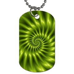 Glossy Lime Green Spiral Fractal  Dog Tag (Two Sides) from ArtsNow.com Front