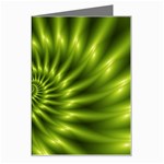 Glossy Lime Green Spiral Fractal  Greeting Card