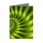 Glossy Lime Green Spiral Fractal  Mini Greeting Card