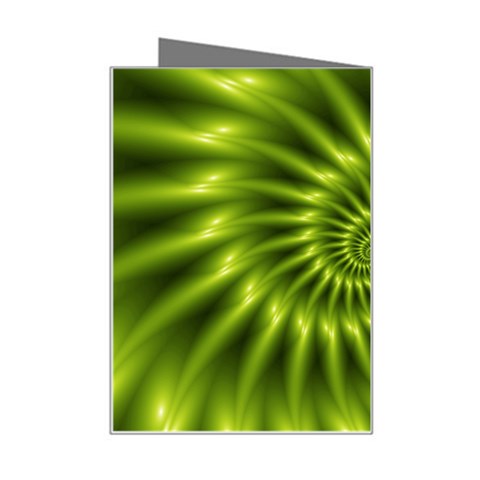 Glossy Lime Green Spiral Fractal  Mini Greeting Card from ArtsNow.com Right