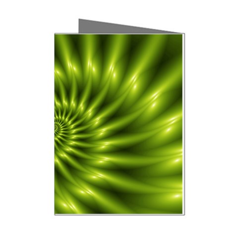 Glossy Lime Green Spiral Fractal  Mini Greeting Cards (Pkg of 8) from ArtsNow.com Left