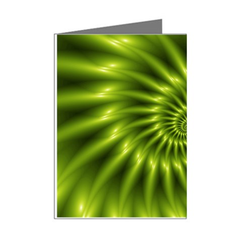 Glossy Lime Green Spiral Fractal  Mini Greeting Cards (Pkg of 8) from ArtsNow.com Right