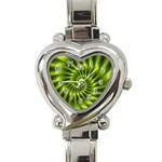 Glossy Lime Green Spiral Fractal  Heart Italian Charm Watch