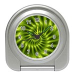 Glossy Lime Green Spiral Fractal  Travel Alarm Clock