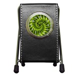 Glossy Lime Green Spiral Fractal  Pen Holder Desk Clock