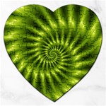 Glossy Lime Green Spiral Fractal  Jigsaw Puzzle (Heart)