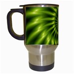 Glossy Lime Green Spiral Fractal  Travel Mug (White)