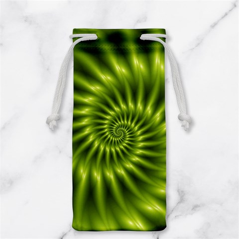 Glossy Lime Green Spiral Fractal  Jewelry Bag from ArtsNow.com Front