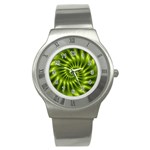 Glossy Lime Green Spiral Fractal  Stainless Steel Watch