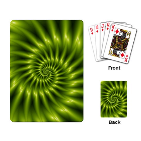 Glossy Lime Green Spiral Fractal  Playing Cards Single Design from ArtsNow.com Back